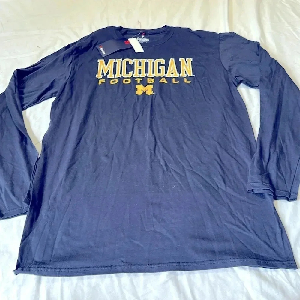 Fanatics Michigan Wolverines long sleeve tee Large football NWT